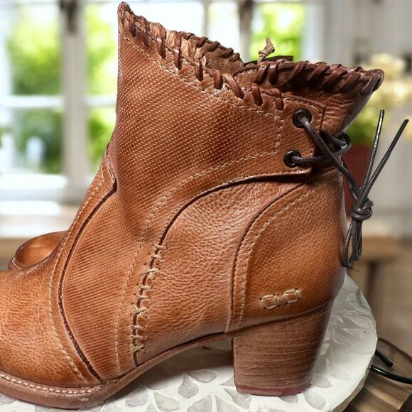 Bed Stü Bia Handmade Tan Dip Dye Bootie Rustic Leather Zip Lace-Back Womens 11 - Picture 12 of 16
